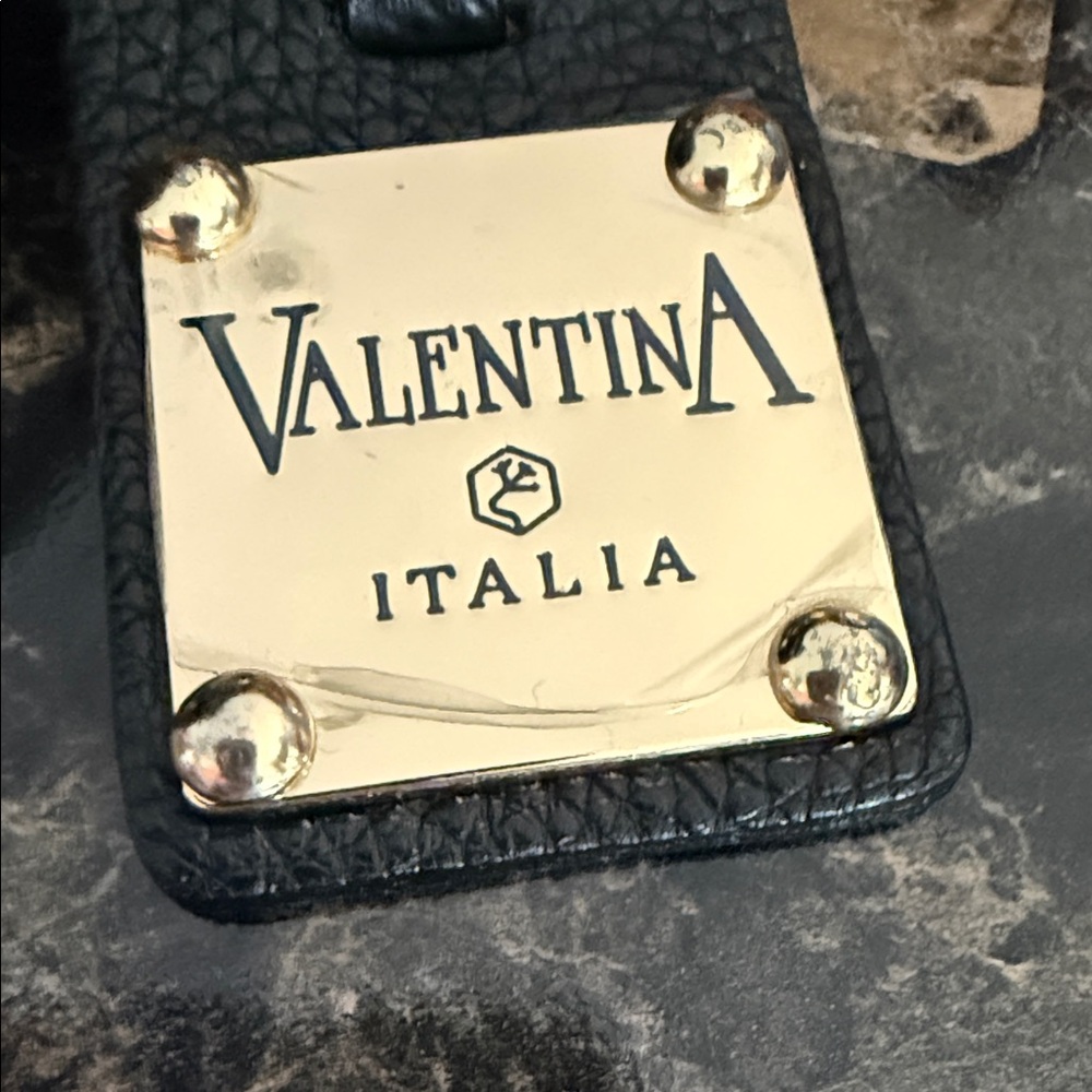 Valentina Black Leather Crossbody with Tan Strap - Picture 3 of 9